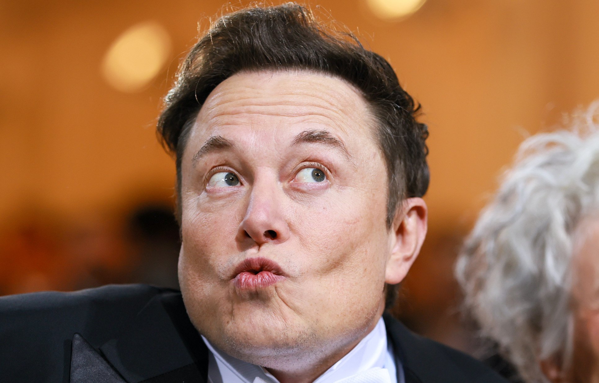 Elon Musk making a strange face