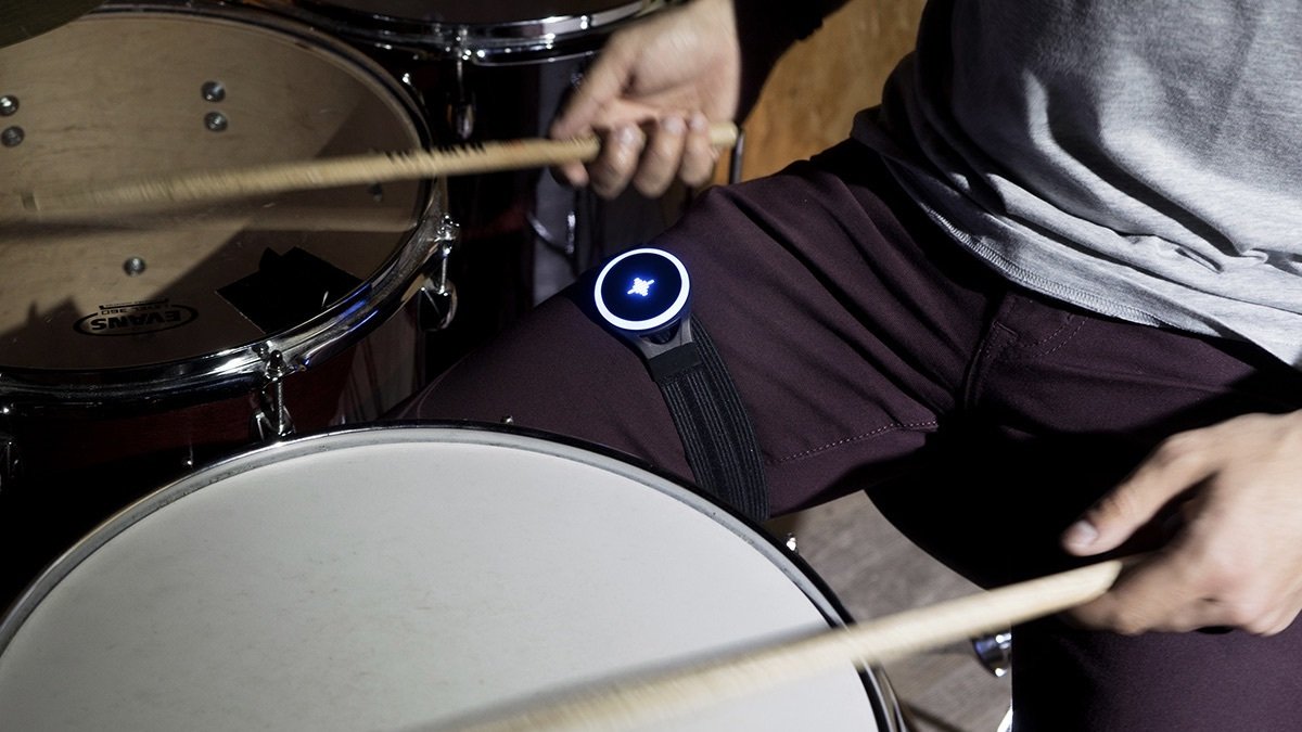 Person drumming and wearing the Soundbrenner Smart Watch for Musicians.