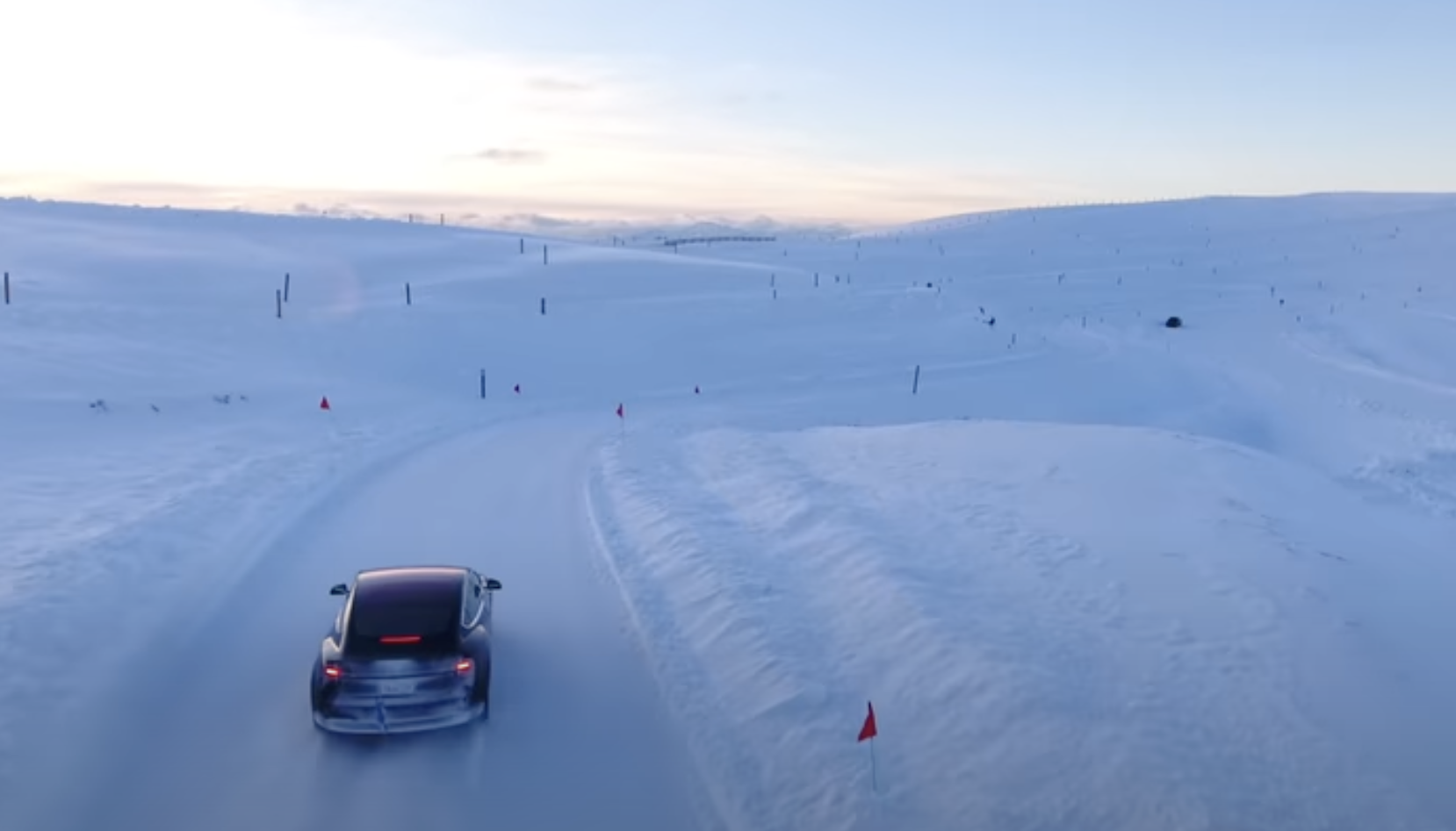 Tesla model 3 in snow