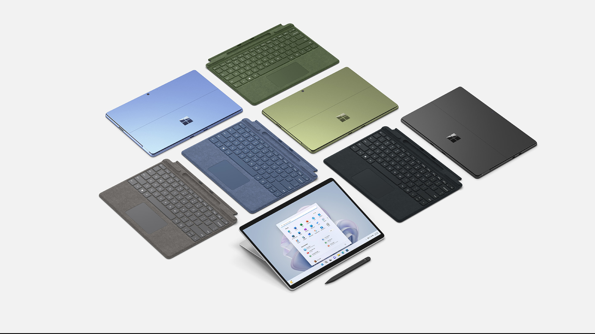 Surface Pro 9 with different color options