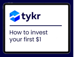 tykr logo with blue icon and black font on white background