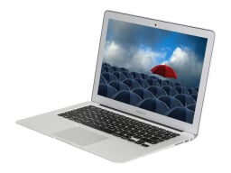 refurbished macbook air on white background