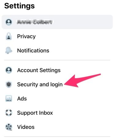 screenshot of facebook security page