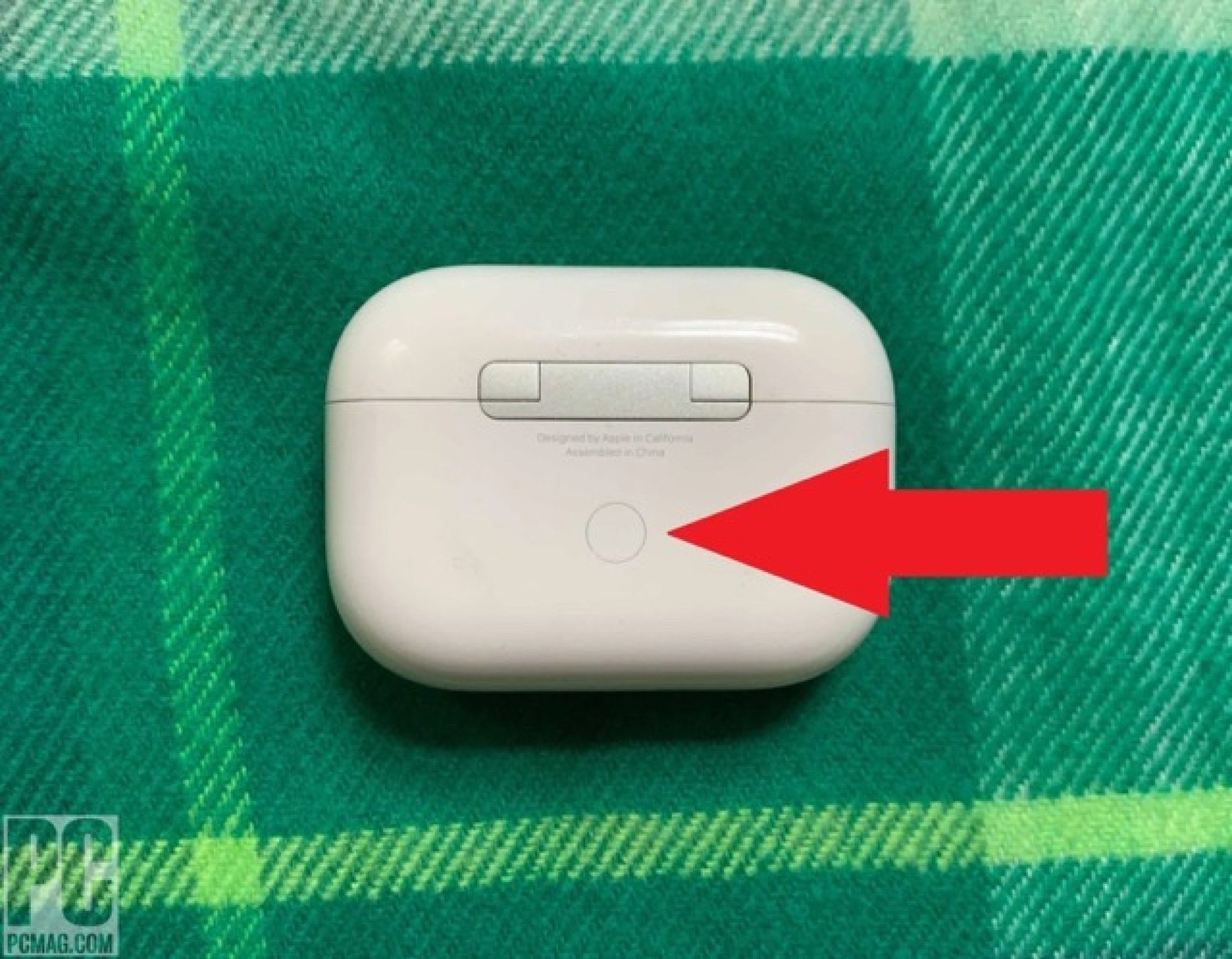 The back of an AirPods case 