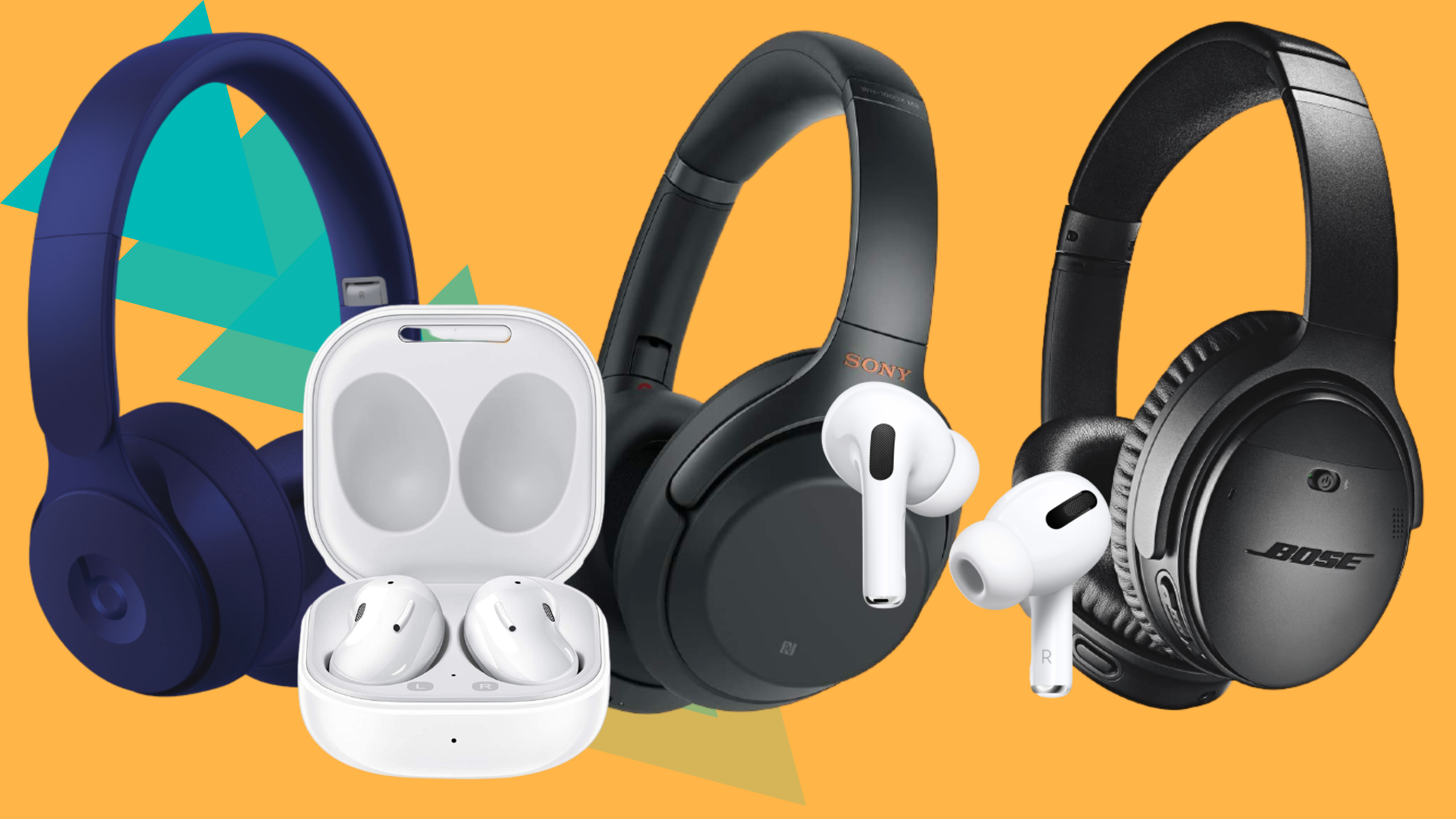 Headphones against a yellow background