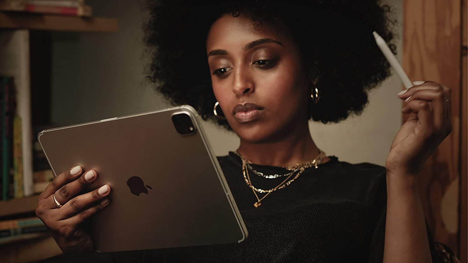 Woman looking at an iPad