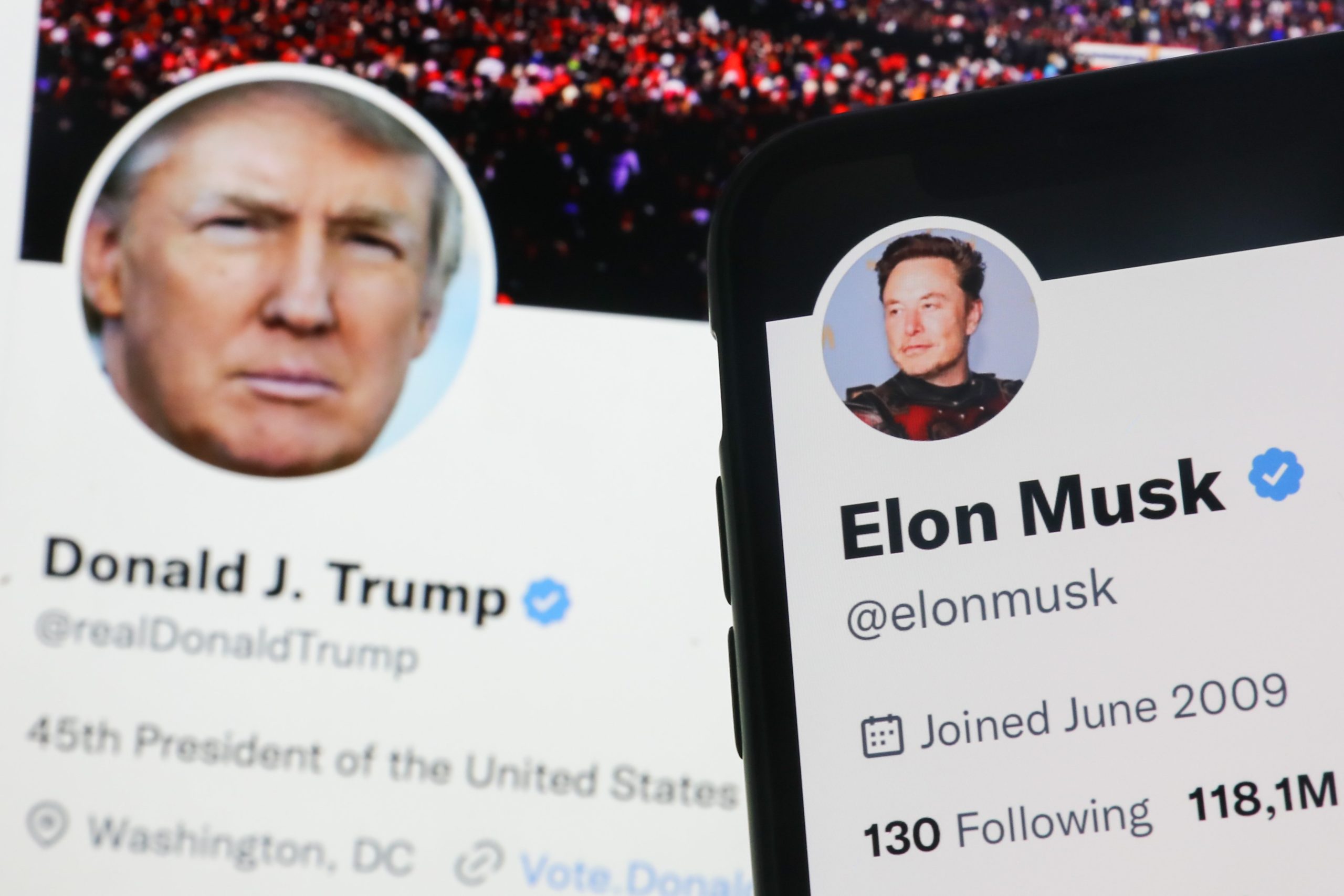 Elon Musk and Donald Trump on Twitter