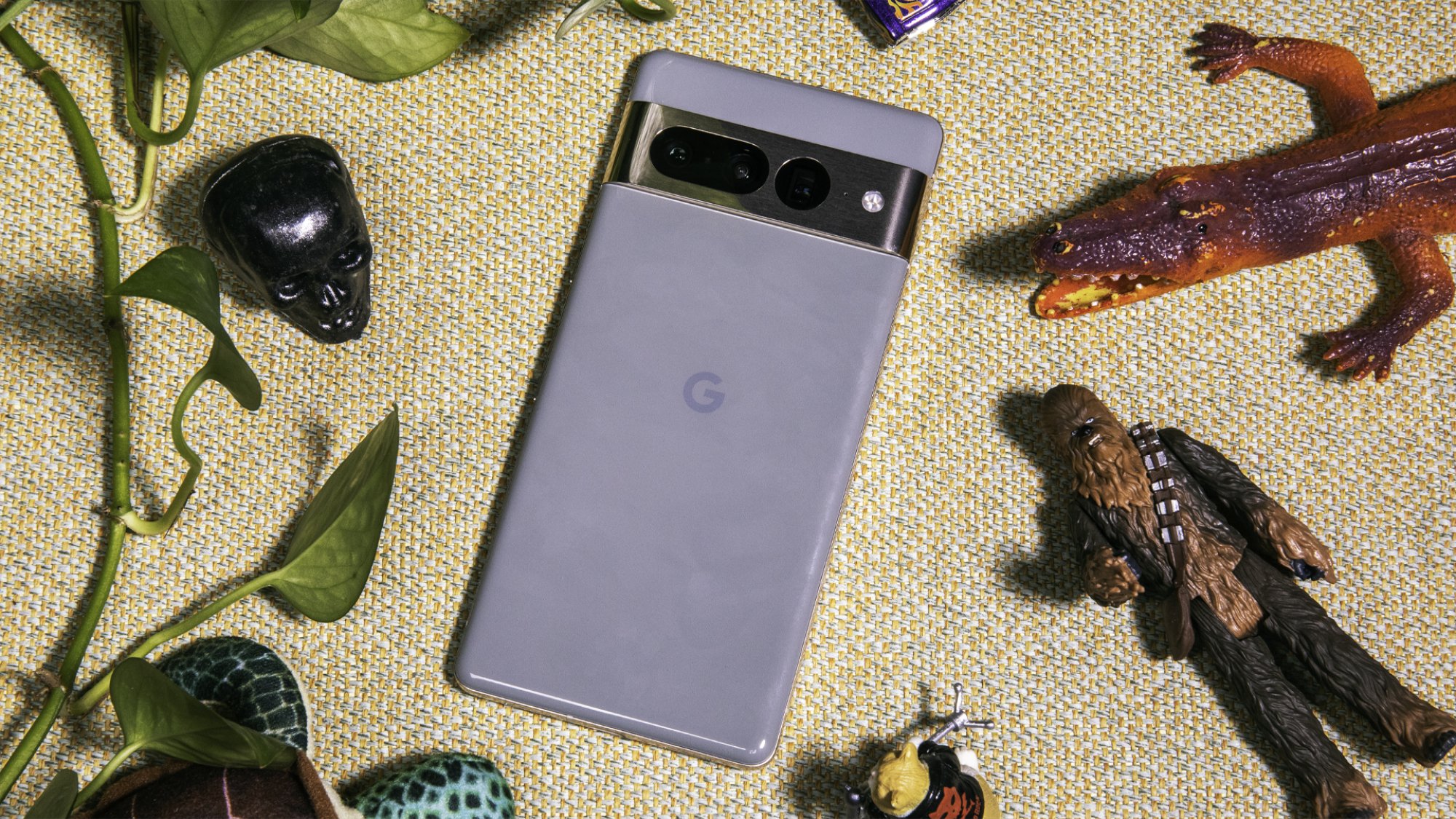 Google Pixel 7 Pro surrounded by trinkets