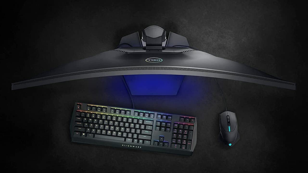 Dell curved gaming monitor desk setup