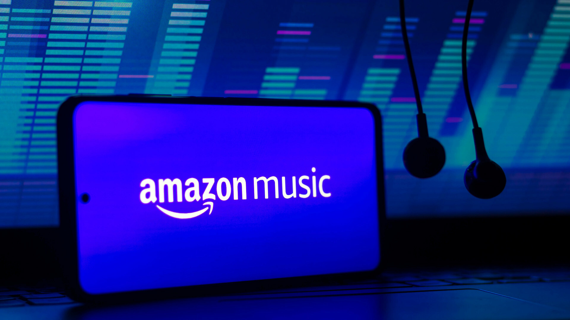 The Amazon Music logo displayed on a smartphone.
