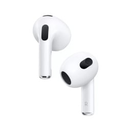 A pair of third-gen AirPods on a white background.