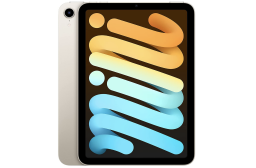 A black iPad with orange, yellow, and blue scribbles on the screen