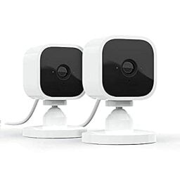Two security cameras in an upright position