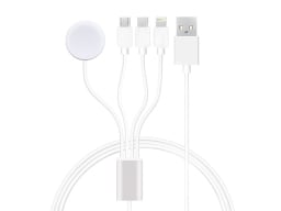 4-in-1 Multi-Port and Apple Watch Charging Cable on a white background.