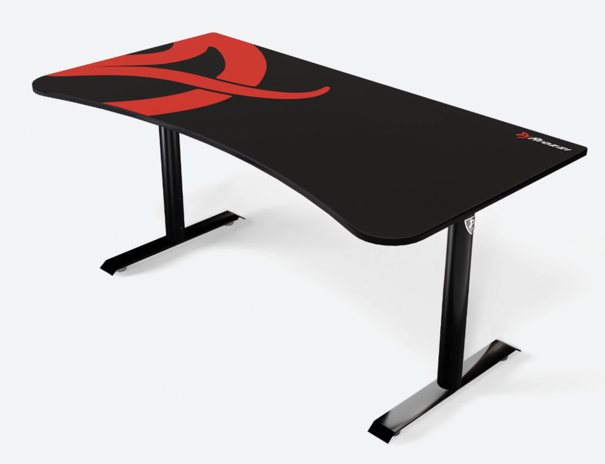 black desk with red design