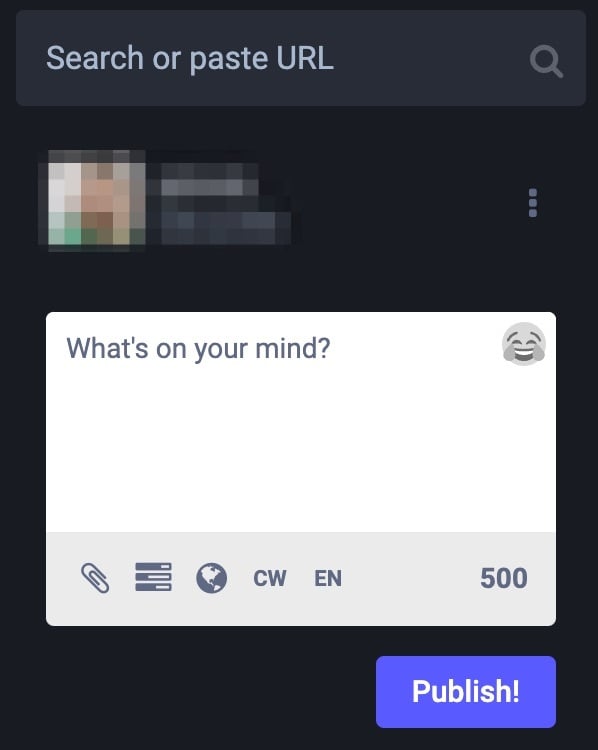 sidebar showing textbox for publishing a post