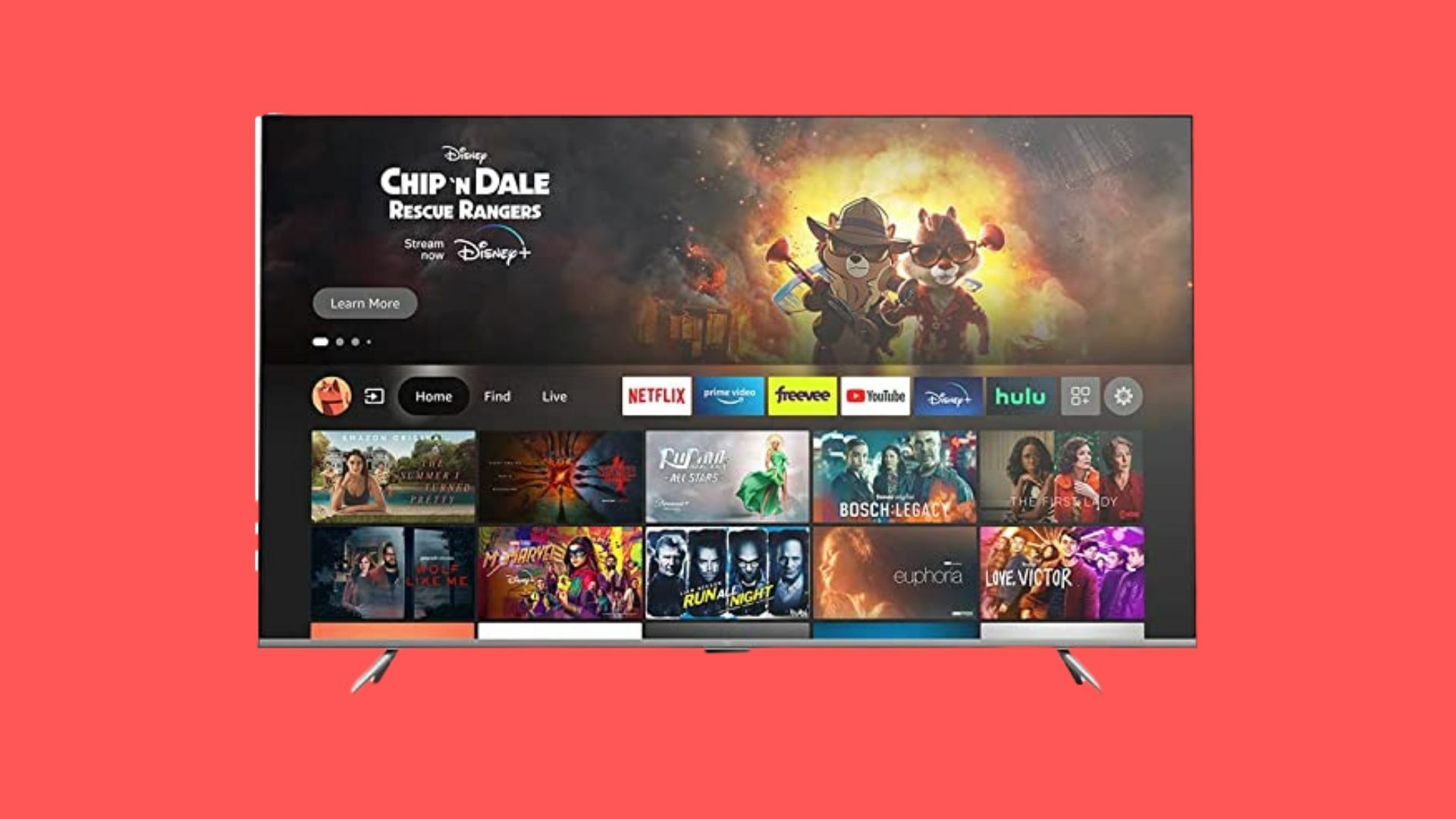 A TV displaying a streaming service