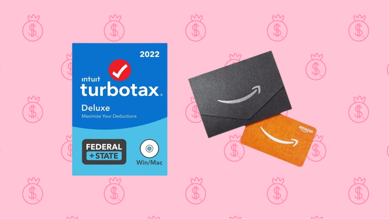 TurboTax download against a pink background