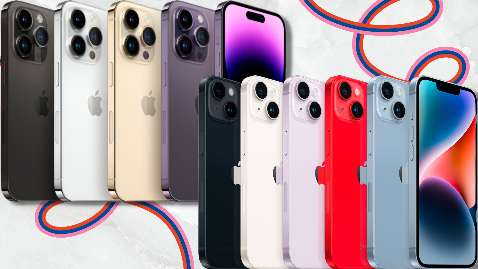 iphone 14 models in a variety of colors