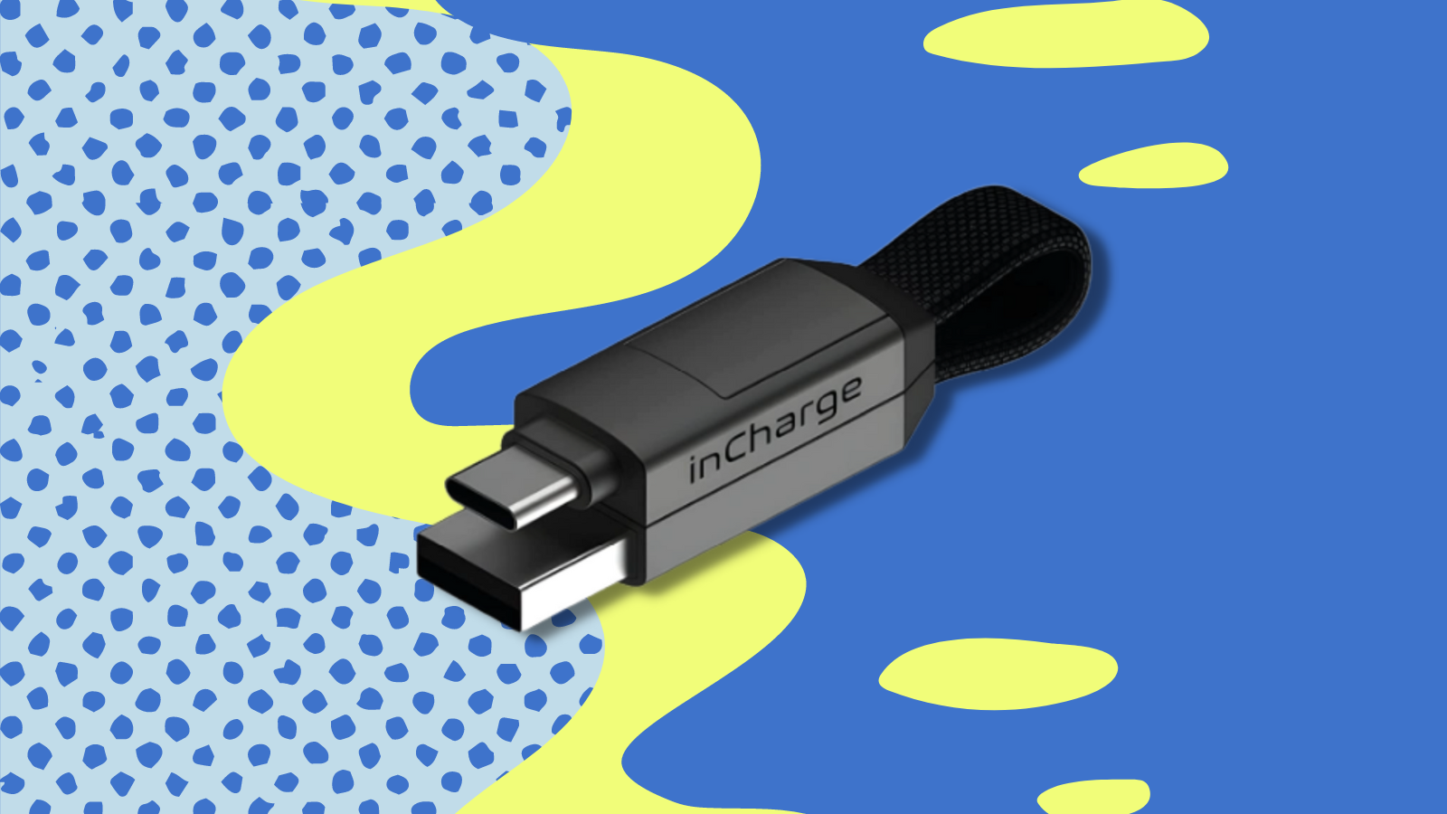 incharge x charging cable with blue and green background