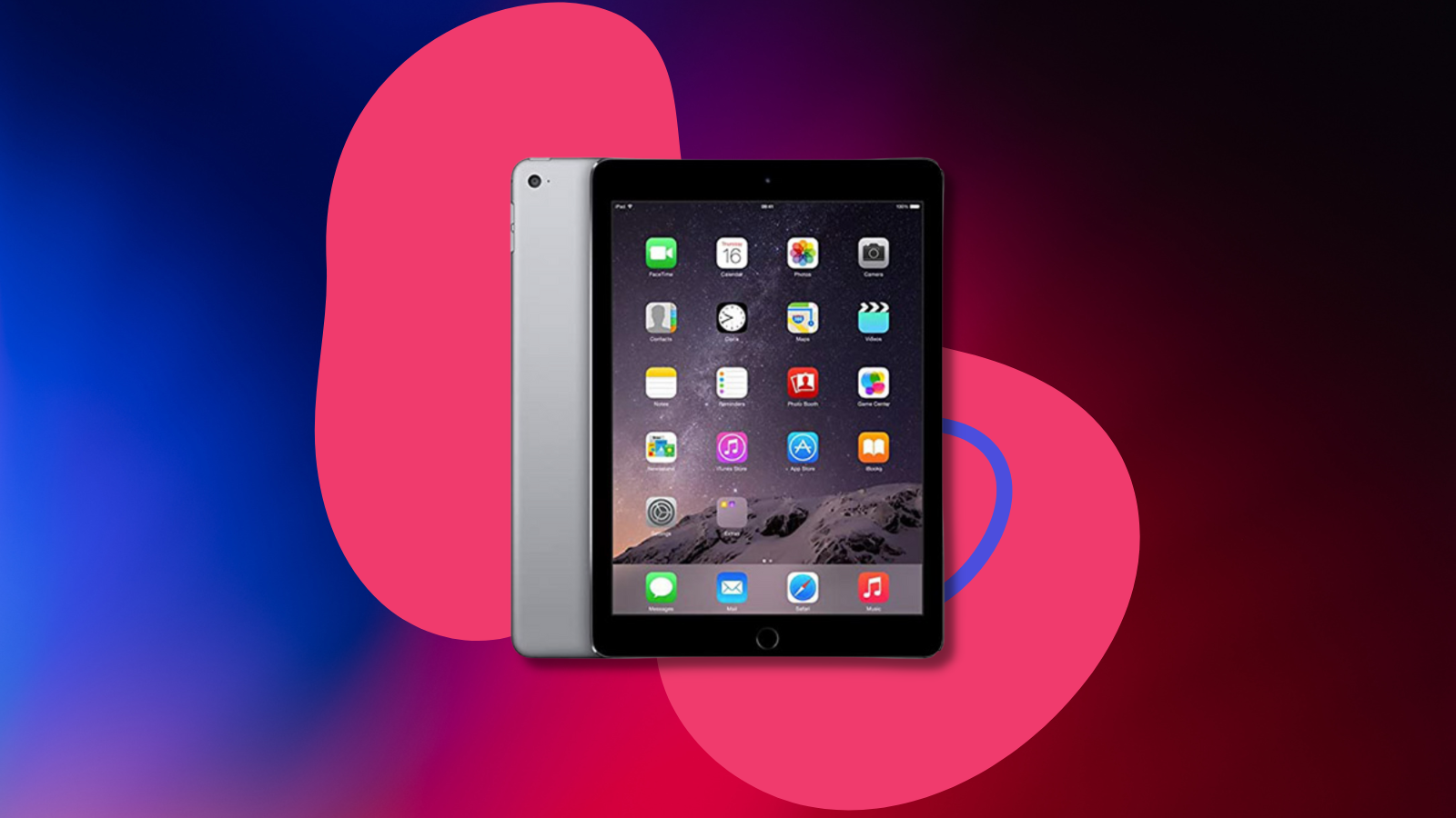 refurbished ipad air with purple and pink background
