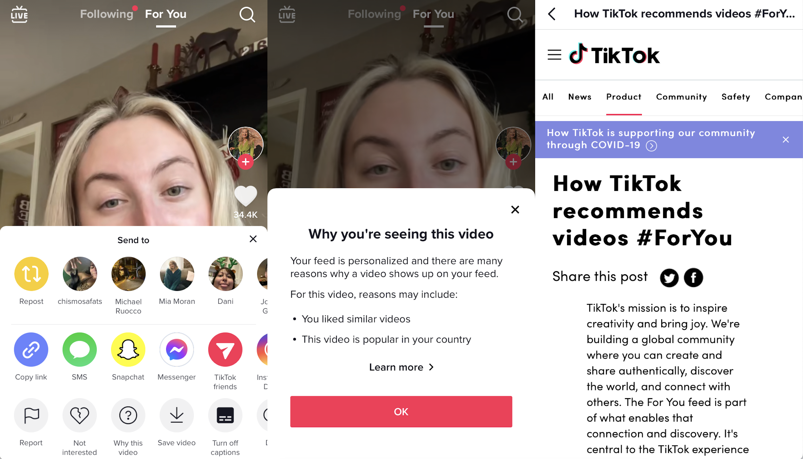 Screenshot of TikTok's 