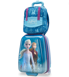 Luggage set with Elsa and Anna from Frozen against white background