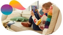 Girl playing with tablet