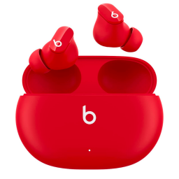 Red Beats Studio Buds on white background