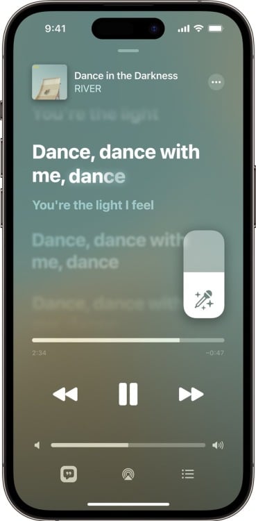 An iPhone with the lyrics to a song displayed.