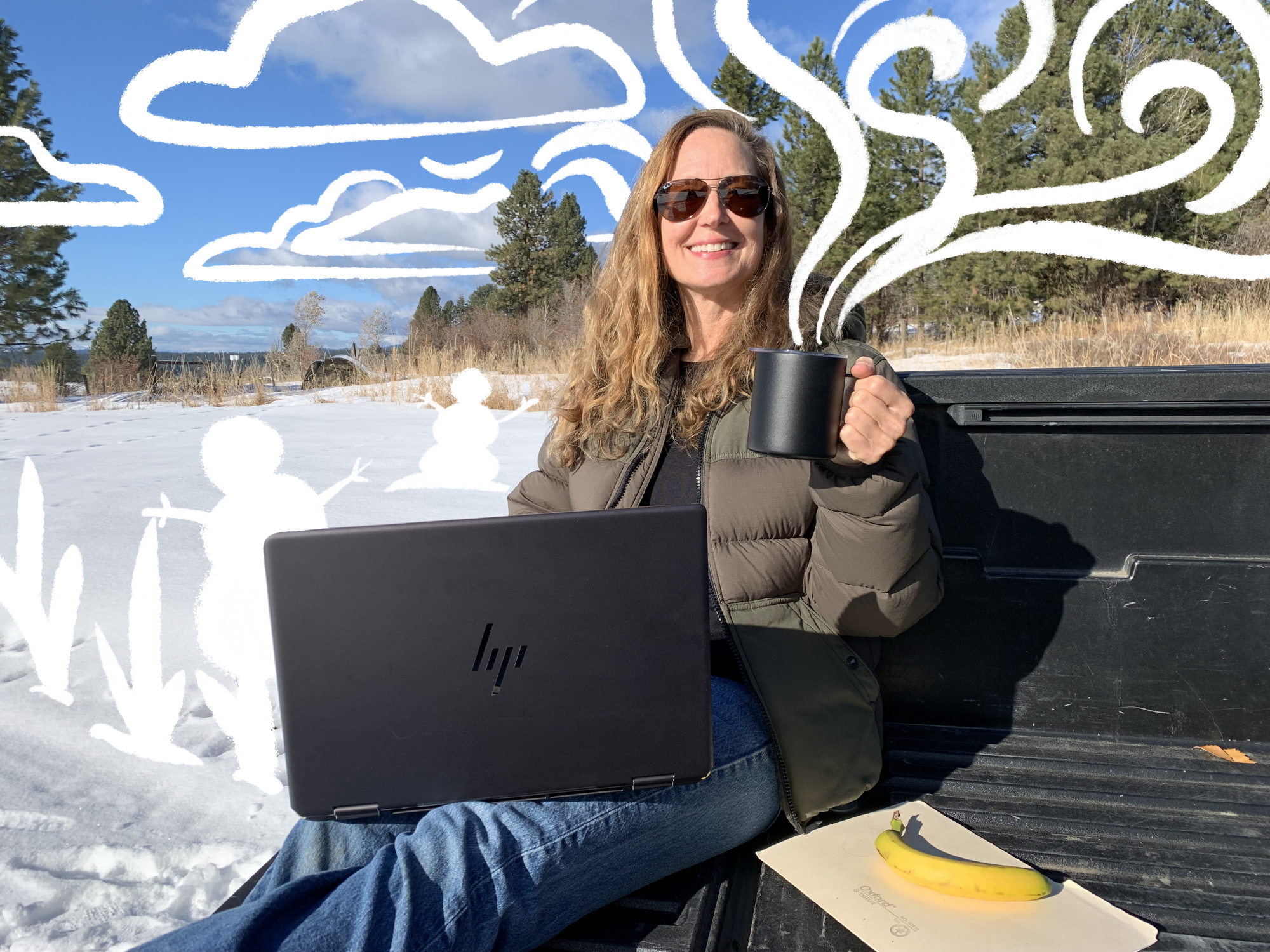 Author using the Intel Arc-powered laptop on outdoors