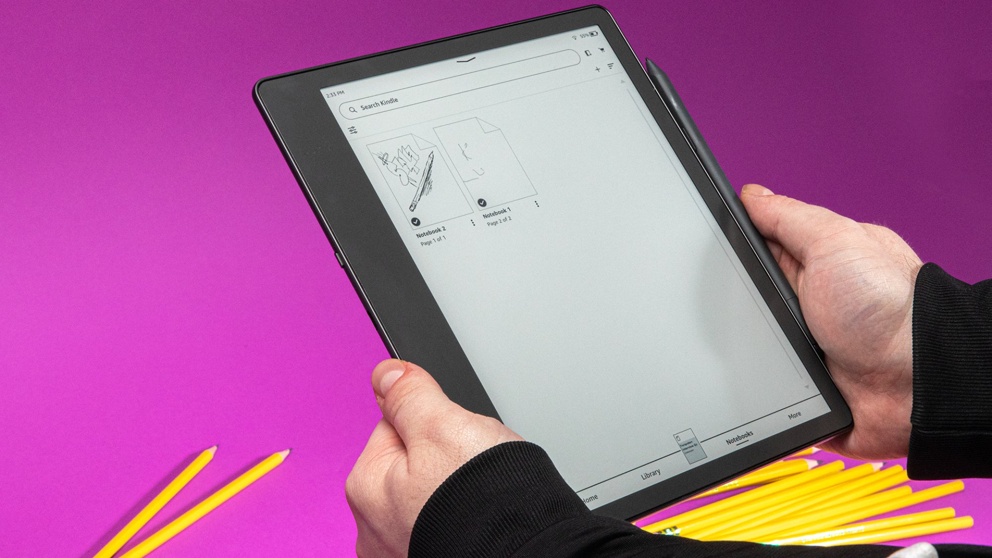 Hands holding Kindle Scribe