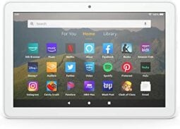 A tablet with a birght display lying horizontally