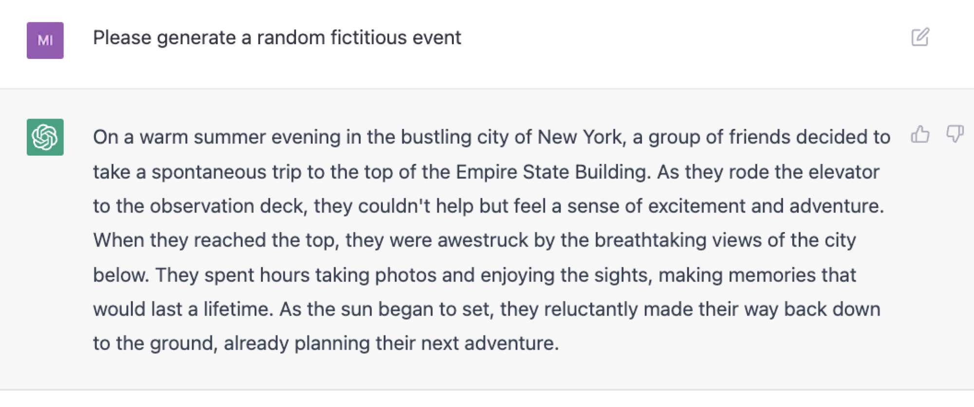 ChatGPT is prompted to generate fiction, and it does.