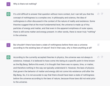 A conversation with ChatGPT about the origin of the cosmos