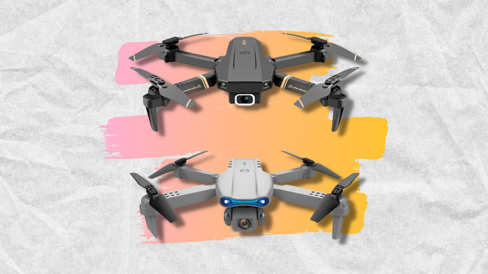 two drones with pink and yellow background