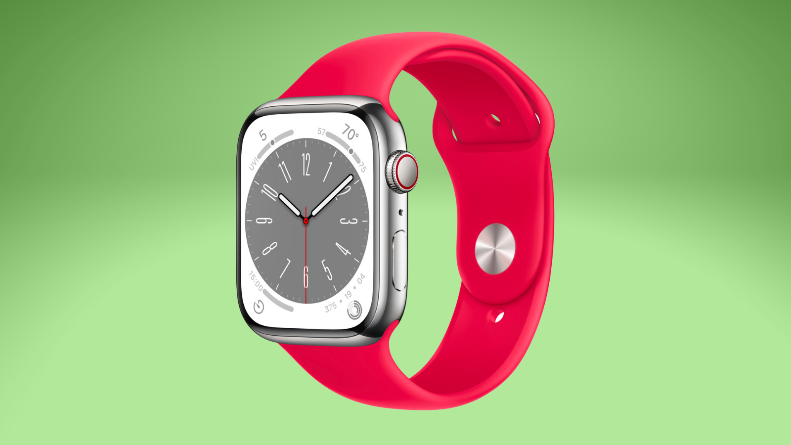 Apple Watch Series 8 on light green background