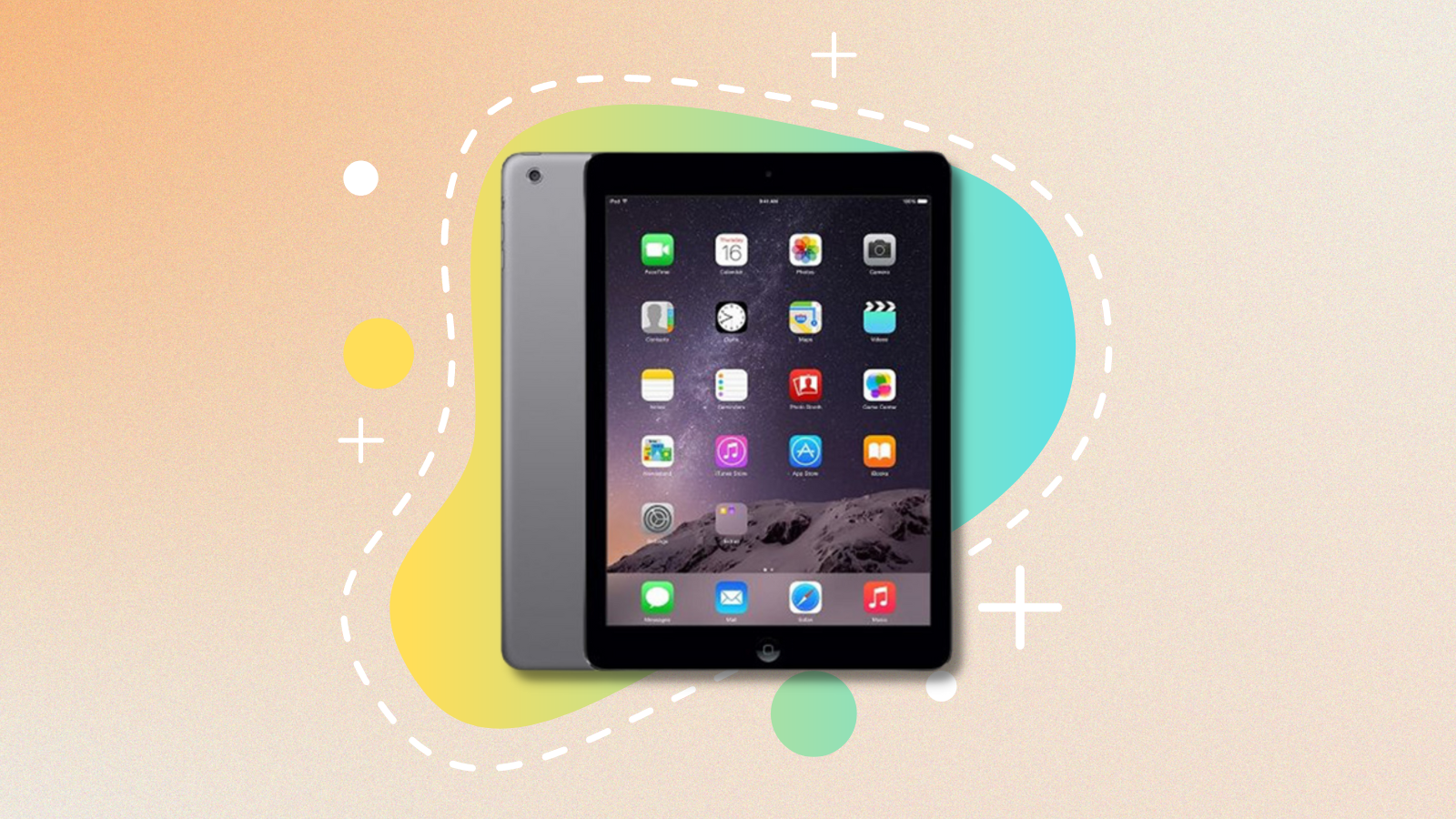 refurbished ipad with colorful background