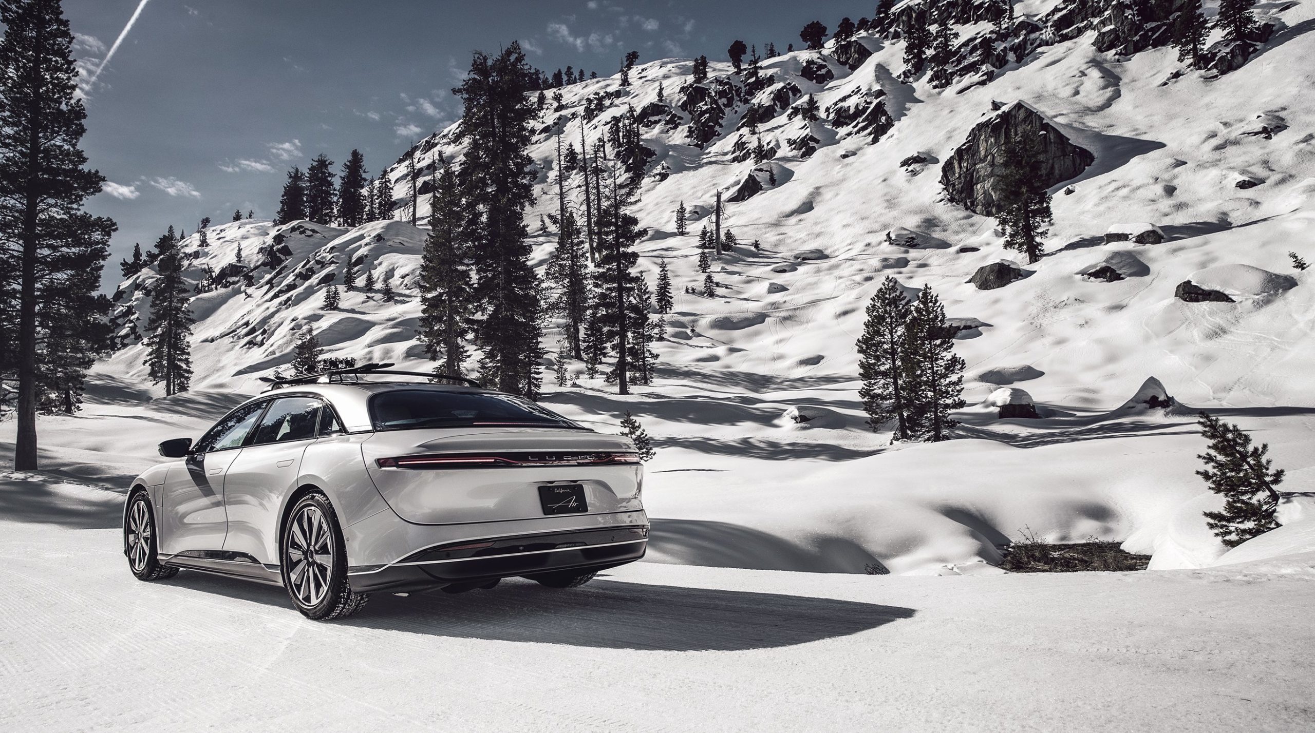 The Lucid Air Touring in snow