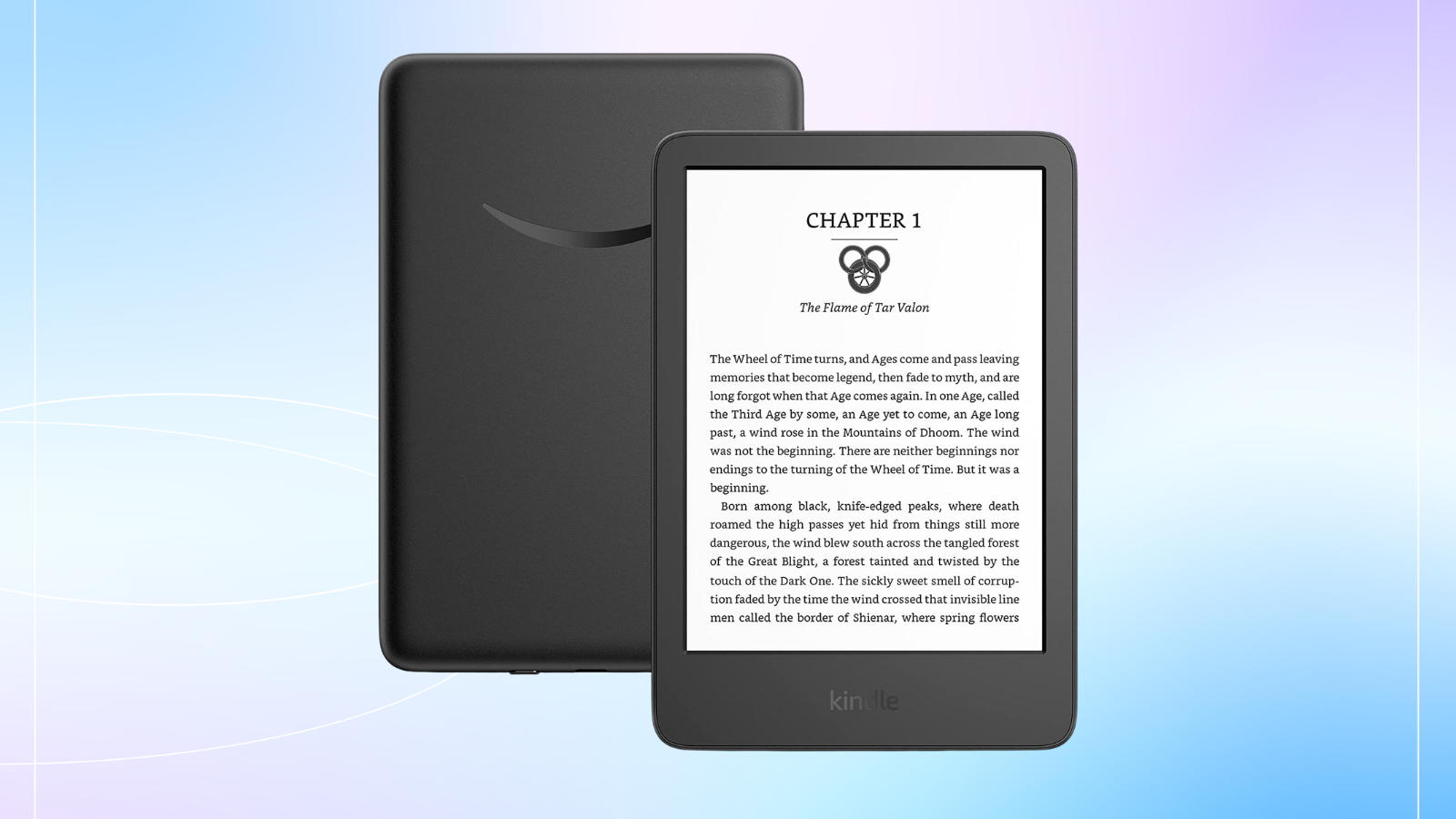 Kindle on pastel blue background