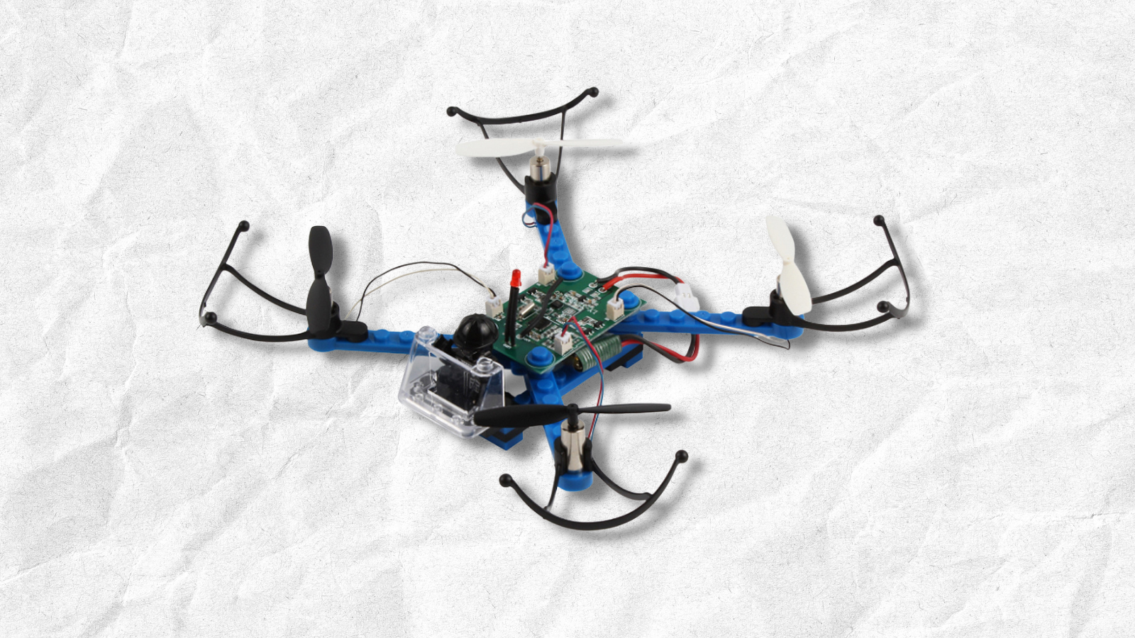 diy building block drone with white background