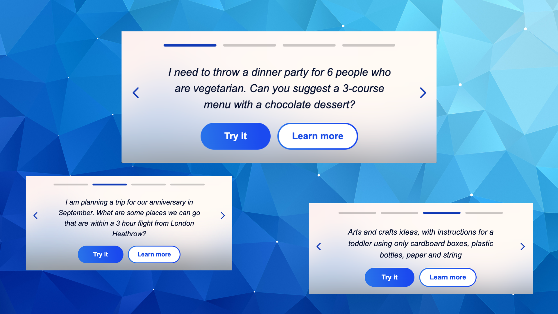 Composition of questions to ask in the Bing preview
