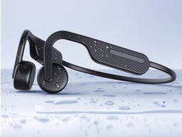 bone conduction headphones on wet table