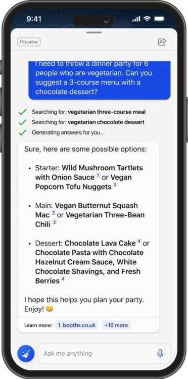 Mobile version of the new Bing