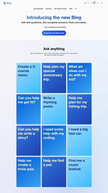 Examples of what to ask to get an AI-generated response