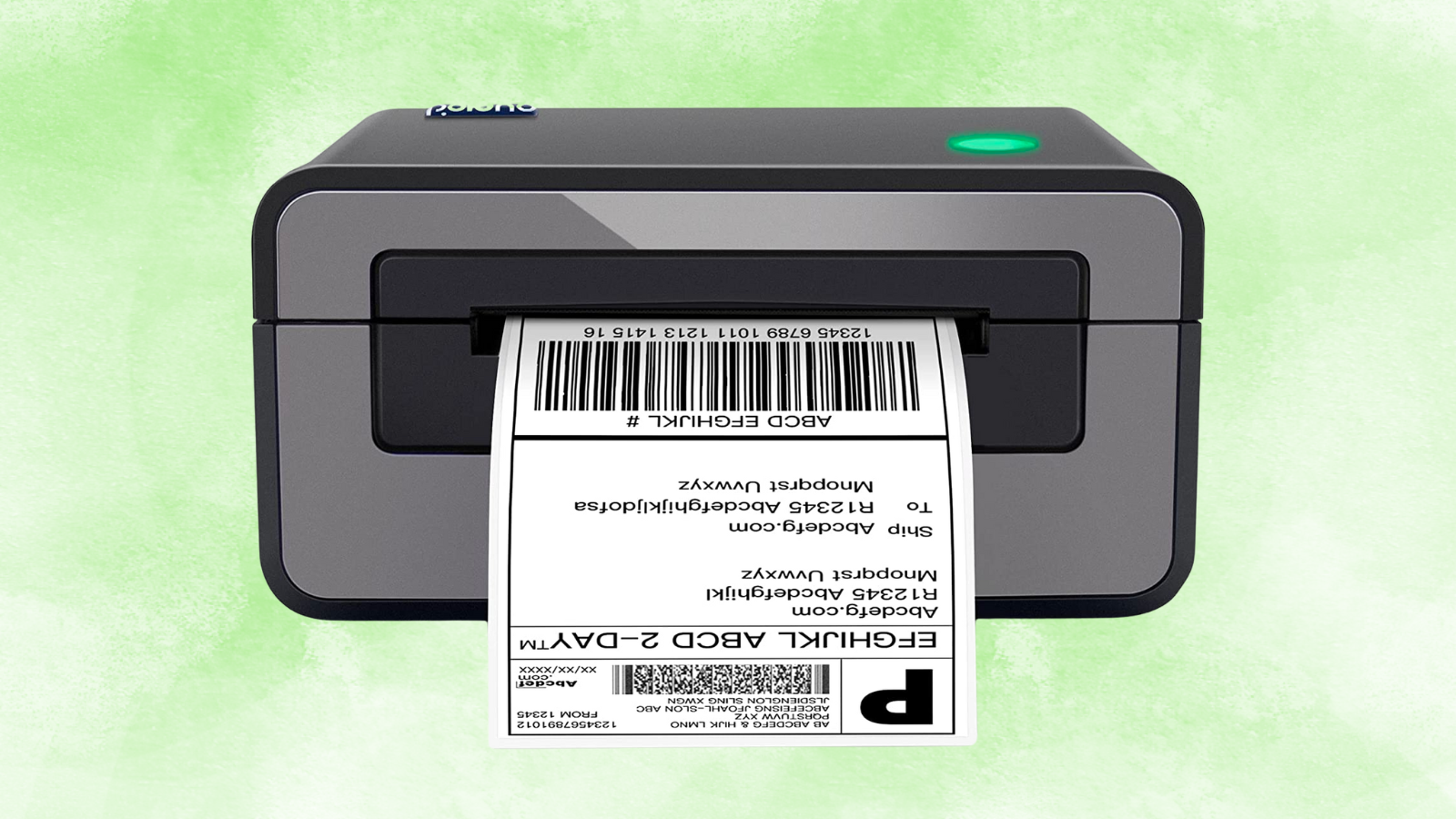 Thermal label maker on green background