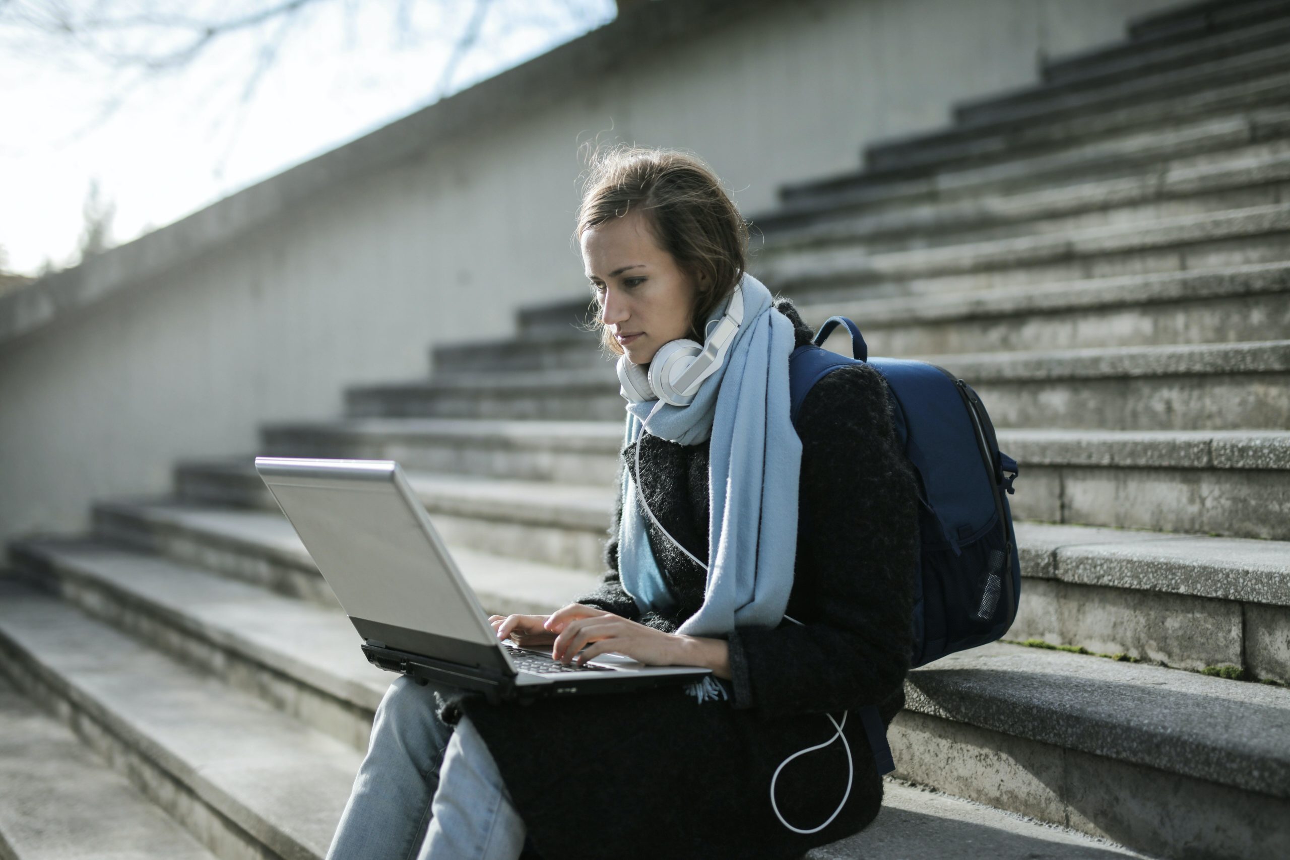 Girl looking at laptop