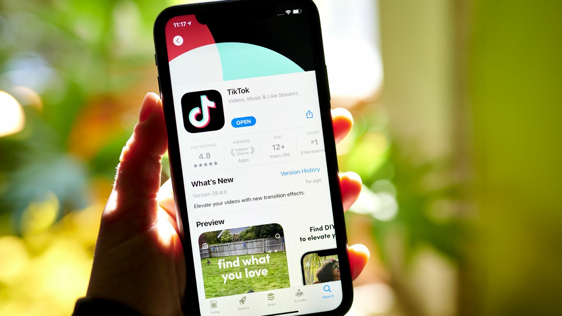 The TikTok application for download in the Apple App store on a smartphone.