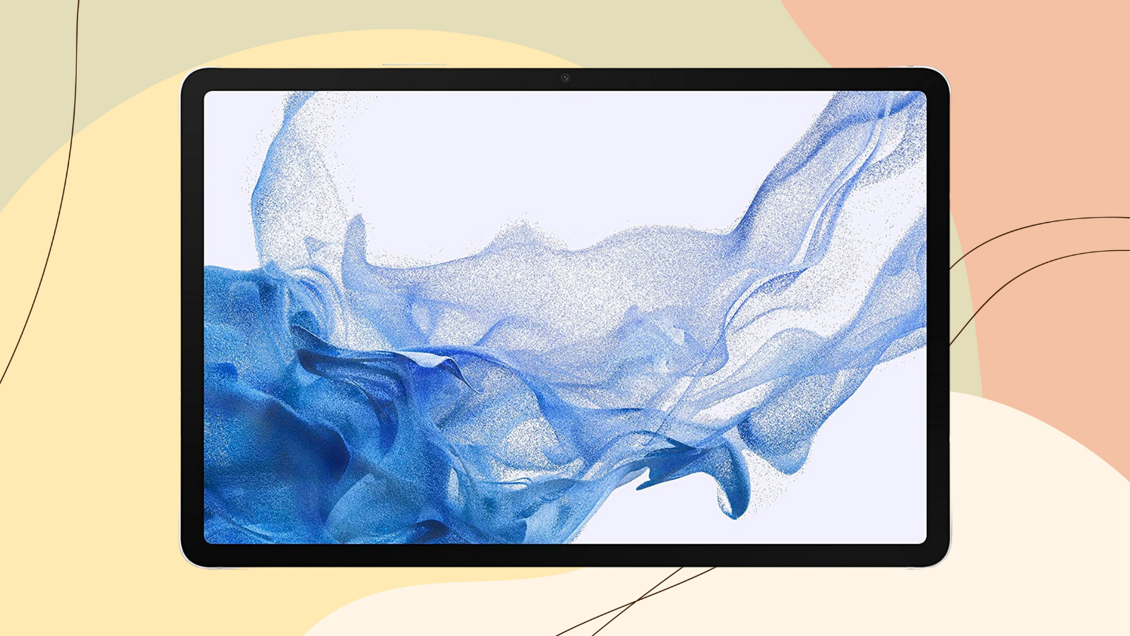Samsung Galaxy Tab S8+ on colorful background