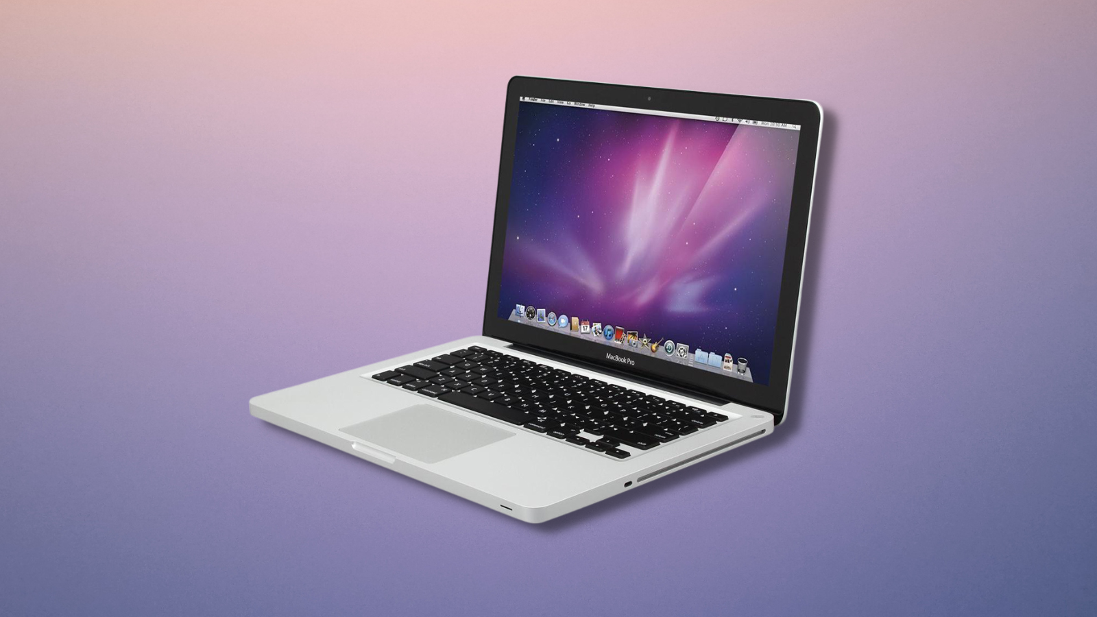 refurbished macbook with gradient background